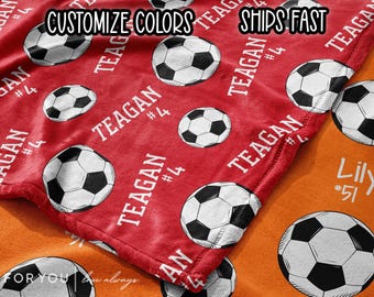 Personalized Soccer Blanket: Repeating Name (Multiple Styles-Sizes)