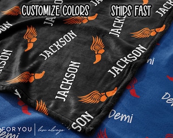Track and Field Blanket, Personalized Name (Multiple Sizes & Styles)
