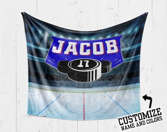 Custom Hockey Blanket - Personalized Player Name (Multiple Style - Sizes)