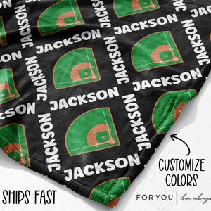 Personalized Baseball Blanket: Name (Multiple Styles and Sizes) image 1