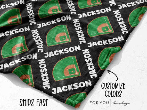 Personalized Baseball Blanket: Name (Multiple Styles and Sizes)