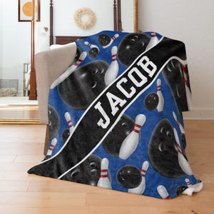 Personalized Bowling Name Blanket: Choose Colors (Multiple Styles and Sizes) image 1