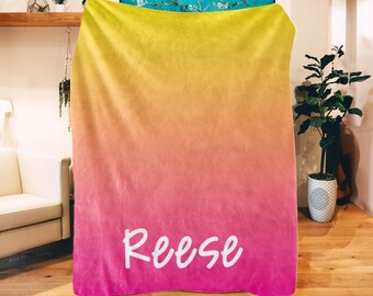 Name Blanket: Ombre Design, Custom Colors & Fonts (Various Styles-Sizes)
