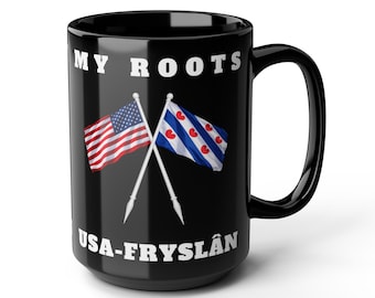 Mok met gekruiste vlaggen VS Fryslân | Gepersonaliseerde Heritage-koffiekop