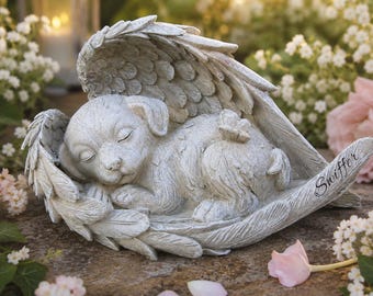 Spersonalizowana figurka z żywicy upamiętniająca zwierzę, spersonalizowana figurka z imieniem anioła, pies lub kot, upamiętniająca stratę zwierzęcia