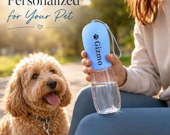 Botella de agua personalizada para perros, dispensador de agua portátil de 500 ml para mascotas, botella personalizada para pasear cachorros, botella de agua para gatos de regalo.