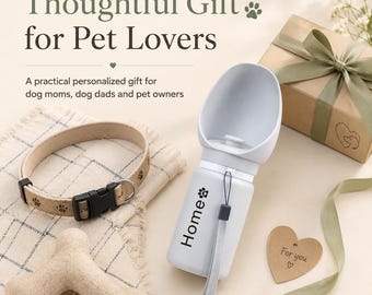 Botella de agua portátil personalizada para mascotas, botella de agua de viaje personalizada para perros con bebedero plegable, botella de agua de 550 ml para mascotas para paseos.