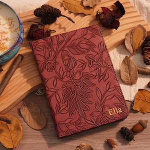 Personalized Embossed Floral Leather Kindle Case, Kindle Paperwhite 12th 7'' Case, All New Kindle 6'' 2024 11th, Book Lover Gift for Her