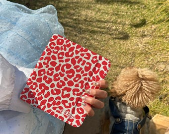 Red Leopard Print Personalised Kindle Case for Kindle & Kobo Libra, Sweet Gift for Book Lovers