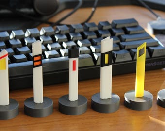 Set of 6 Desk Bollards (Set B) 50-70mm Inspired by Geoguessr