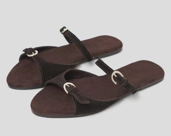 Brown Suede Barefoot Slip Ons | Women Flats | Zero Drop Sandals | Summer Mules | Slippers