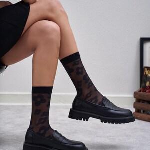 Black Soft Leather Chunky Heel Penny Loafers | Women's Moccasins | Slip On Flats