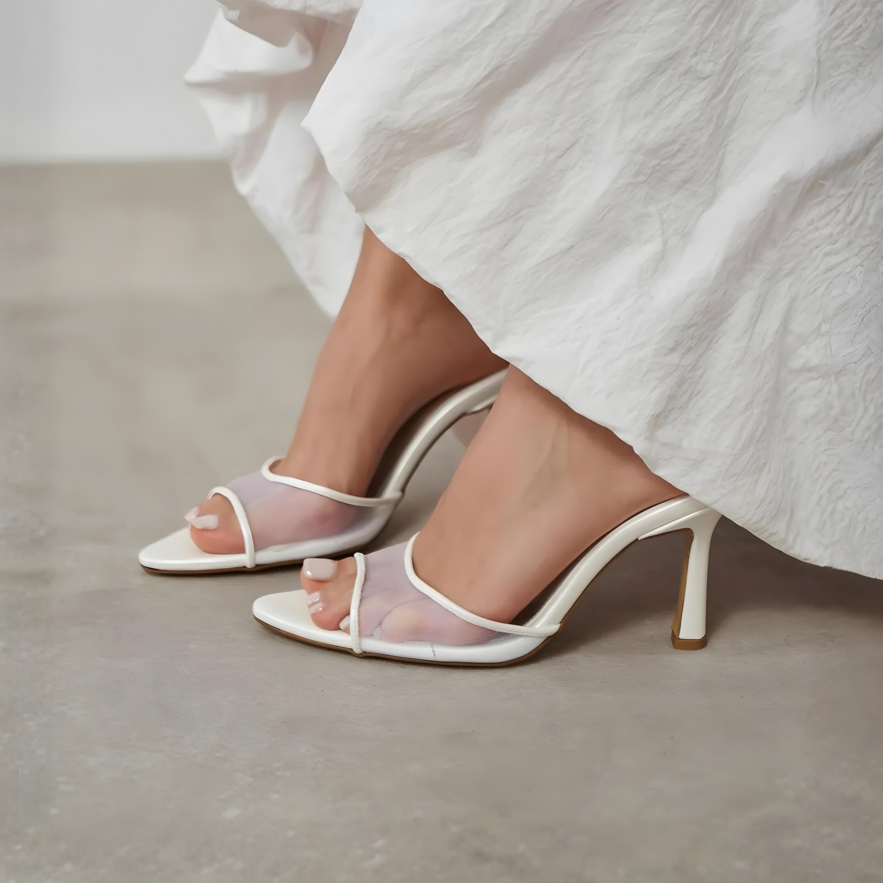 Pearl Mesh Bridal Mules