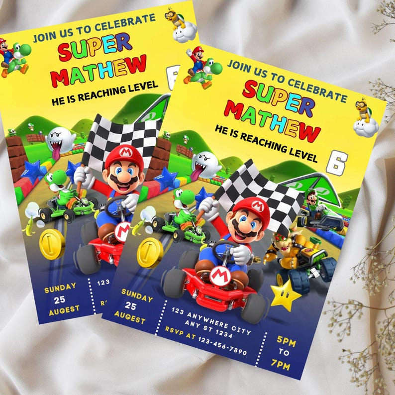 Editable Mario Bros Invitation, Super Mario Birthday Invitation ...