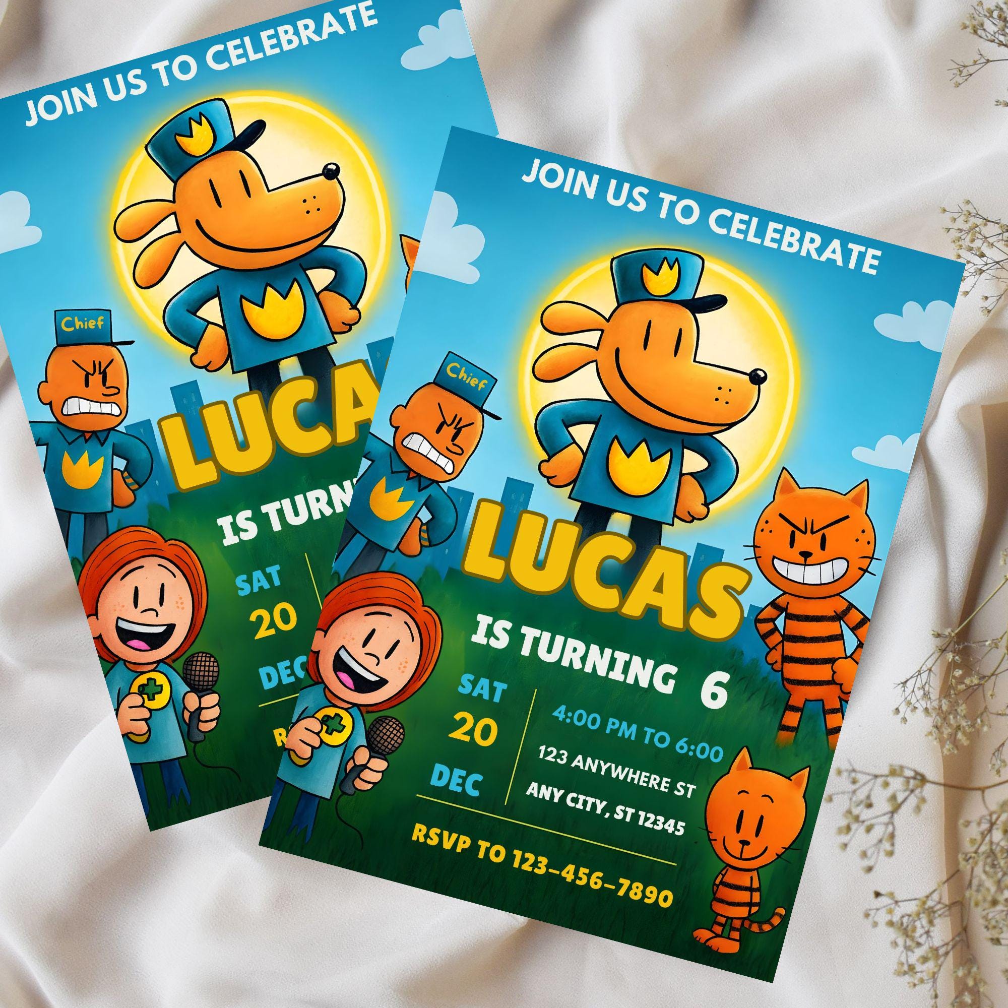 Editable Dog Man Birthday Invitation Template | Dogman Kids Birthday ...