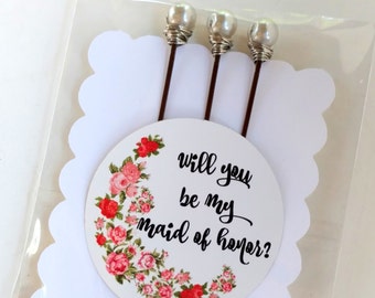 Be My Maid of Honor, Pearl bobby pins for bridesmaids, Pearl bobby pins for maid of honor, Gift for maid of honor, MOH ask gift