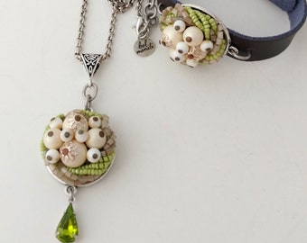 Gift Set, Pantone Greenery, Green Necklace, Green Bracelet, Necklace Set, Bridesmaid Set, Green Jewelry, Upcycled Jewelry, Recycled Jewelry
