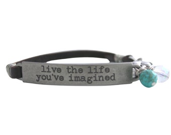 Live the Life You've Imagined, Thoreau Quote, Literary Bracelet, Graduation Gift, Go Confidently, Inspirational Quote, Mantra Bracelet