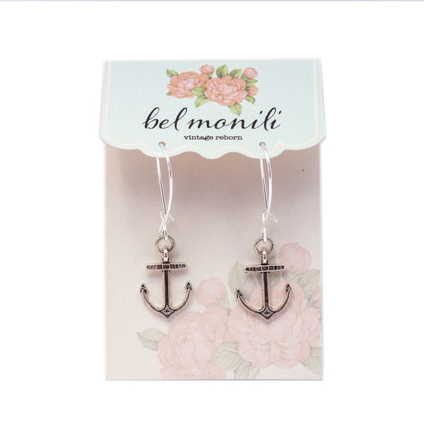 Anchor Earring, Nautical Jewelry, Nautical Earring, Anchor Jewelry, Delta Gamma, Sorority Sister Gift, Sailor Earring, Silver Charm Earring