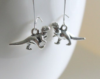 Dinosaur Earring, T Rex Earrings, Geeky Jewelry, Geek Earrings, Tyrannosaurus Rex Jewelry, Dino Earrings,Paleontologist Gift,Silver Dinosaur