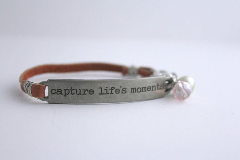 Photographer Gift, Leather Bracelet, Inspirational Quote, Quote Jewelry, Stamped Bracelet, Friendship Bracelet, Motivation Bracelet image 6