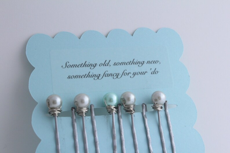 Bridal Hair Pins, Bobby Pins, Pearl Hair Clip, Pearl Bobby Pin, Bridal Barrette, Bridesmaid Gift, Wedding Hair,Pearl Barrette,Something Blue image 2