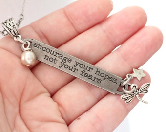 Encouraging Quote, Encouragement Necklace, Encouragement Quote, Hopeful Quote, Hope Necklace, Graduate Gift, Gift for New Mom, New Job Gift