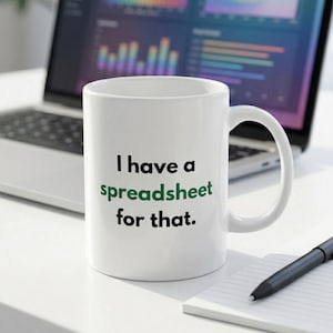 Caneca de café com planilha | Presente divertido com humor sobre Excel para contador e analista de dados