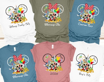 Personalisierte Disney 2026 Reise Shirt, passende Disney Familie Shirt, benutzerdefinierte Minnie Mickey Shirt, passende Disney Gruppe Urlaub Shirt