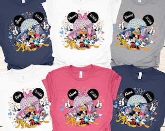 Maglietta personalizzata Disney Epcot, maglietta personalizzata Disney Epcot 2026 Trip, maglietta Epcot Minnie Topolino, maglietta Epcot coordinata per la famiglia Disney