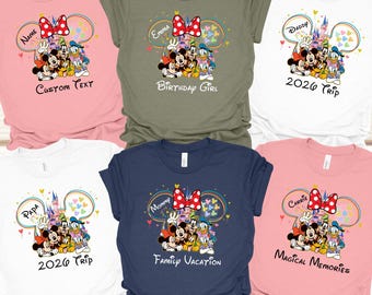 Camiseta personalizada de vacaciones familiares de Disney, camiseta personalizada de viaje a Disney 2026, camiseta de Minnie y Mickey, camiseta familiar de Disney a juego, camiseta familiar de 2026