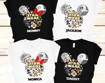 Camiseta personalizada de Disney Star Wars, camiseta grupal personalizada de Disney Star Wars, camiseta de Disney Minnie Mickey, camiseta familiar de Disney Star Wars a juego
