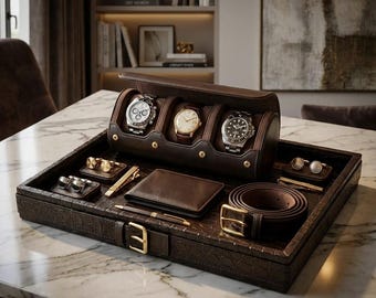 Luxury leather valet tray, Modern Home Decor, Table Organizer, Luxury Leather Organizer Tray, Gift for him/her, Room Decor Tray