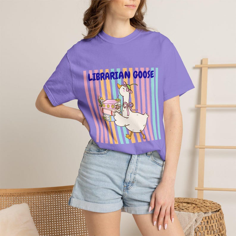 Comfort Colors® Cute Librarian Goose Shirt, Goose and Books Tee, Funny ...