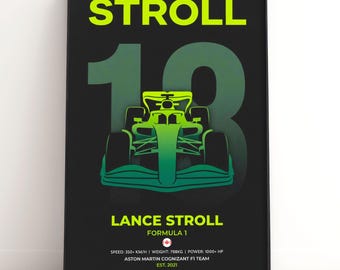 Affiche Aston Martin F1 de Lance Stroll | Art mural course de Formule 1 | Cadeau pour fan de sport automobile | Impression de course | Téléchargement numérique