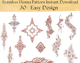 Paquete de diseños de henna florales árabes / Más de 30 diseños de mehndi / Descarga digital para artistas de henna / Diseños imprimibles