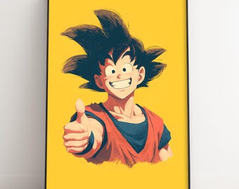 Son Goku Art Print | Dragon Ball Z Yellow Super Saiyan Illustration | Anime Wall Decor | DBZ Fan Gift | Digital Download