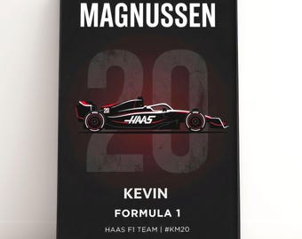 Affiche F1 de Kevin Magnussen Haas | Impression d'art de course de Formule 1 | Cadeau pour fan de sport automobile | Décoration murale de course | Téléchargement numérique
