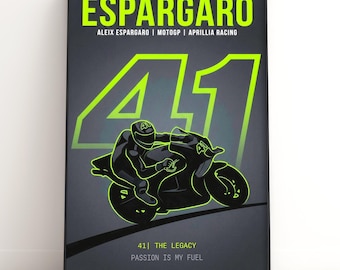 Affiche MotoGP d'Aleix Espargaro | Impression d'art Aprilia Racing | Cadeau pour fan de moto | Décoration murale pour sport automobile | Téléchargement numérique