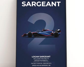 Logan Sargeant Williams Racing F1 Poster | Impression d'art de voiture minimaliste | Cadeau pour fan de Formule 1 | Décoration sport automobile | Téléchargement numérique