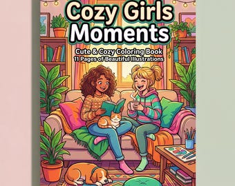 Hygge Girls Coloring Book: Cozy Moments, Bold Lines, Stress Relief (PDF + PNG)