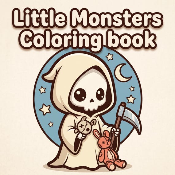 Little Monsters Coloring Book PDF, Cute Spooky Printable Pages