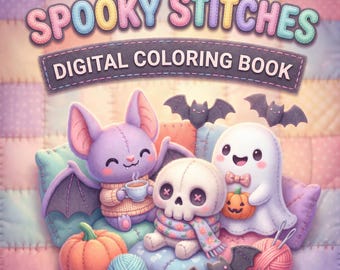 Spooky Stitches Pastel Goth Coloring Book | 53 Creepy Pages (PDF + PNG Download)