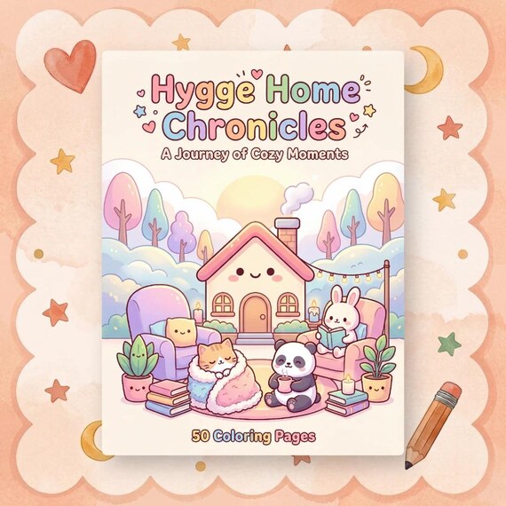 Hygge Coloring Book – Cozy Home Illustrations, Stress Relief (PDF Download)
