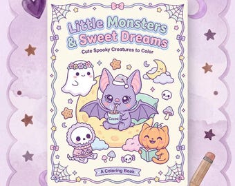 Kawaii Spooky Malbuch - Pastel Goth Monster (Digitaler Download)