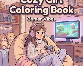 Gemütliches Gamer Girl Malbuch | Schreibtisch Kawaii Lofi Printable (PDF PNG)