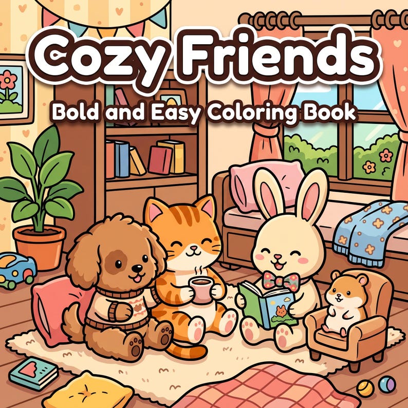 Kawaii Animal Coloring Book PDF PNG | Cozy Friends Printable | Cute Pet ...