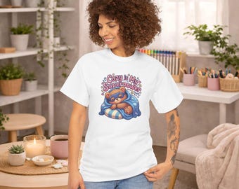 Cozy Bear T-Shirt – Sleepy Kawaii Bear, Soft Pastel Comfort Tee