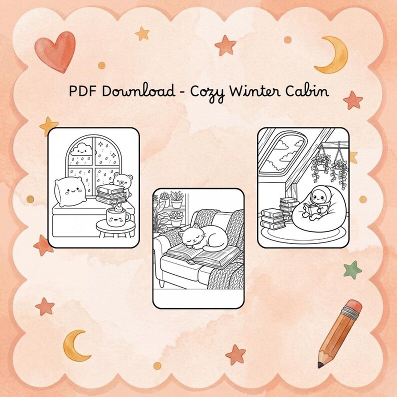 Cozy Reading Nook Coloring Pages PDF | Book Lover Printable | Home ...