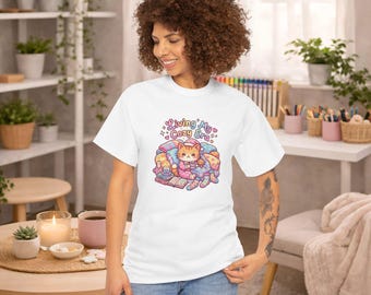 Living My Cozy Era Cat T-Shirt – Kawaii Self Care Outfit
